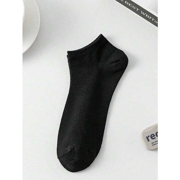 5 Pairs Black White Grey Solid Thin Short Socks, Simple Versatile Casual Invisible Socks White One-size White one-size