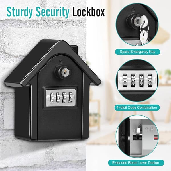 Key Cabinet - Safe - with - Combination Lock - Outdoor Use - Lockable - Wall Mount - Keys