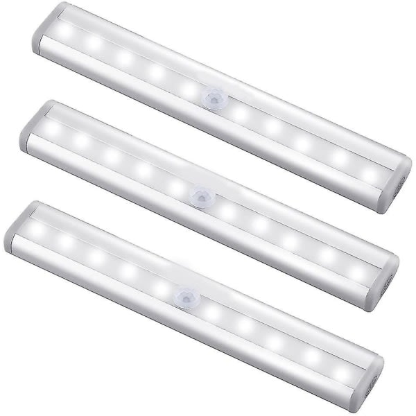 Rörelsesensor Ljuslist, (10 LED, 3-pack) Garderob Trådlös Lampa