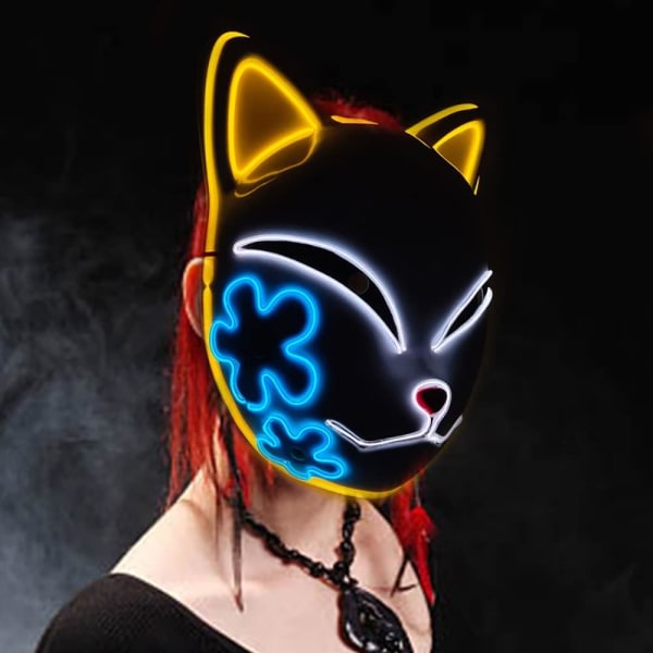 IC Demon Slayer LED-naamio Cosplay Glödande Mask Anime Demon Slayer Cosplay Naamiaiset Halloween-pukeutuminen