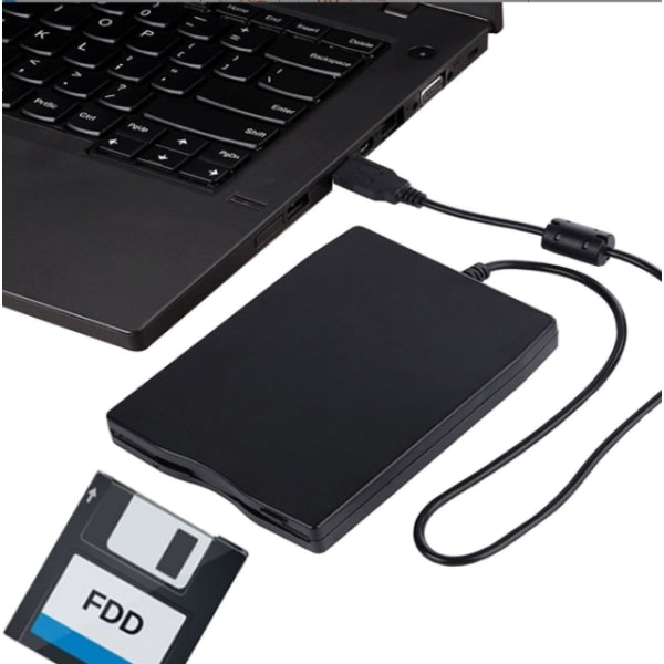 IC USB-diskettenhed, ekstern USB-diskettenhed 1,44 MB Slim Plug and Play FDD-enhed til PC Windows 2000/XP(Svart)