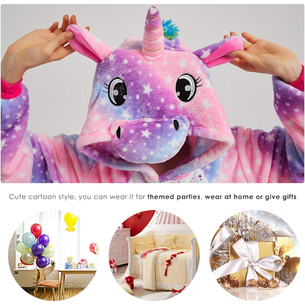 Naisten onesiet, Aikuisten miesten onesiet, Pyjama-onesiet, Yksisarvinen, Flanellipyjamat, Eläinonesiet, 3D-huppupijamat, Halloween, Joulupukut Pink unicorn S