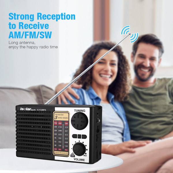 Solcellsdriven Bärbar FM/AM SW Radio Digital Bluetooth Högtalare MP3-spelare Uppladdningsbar