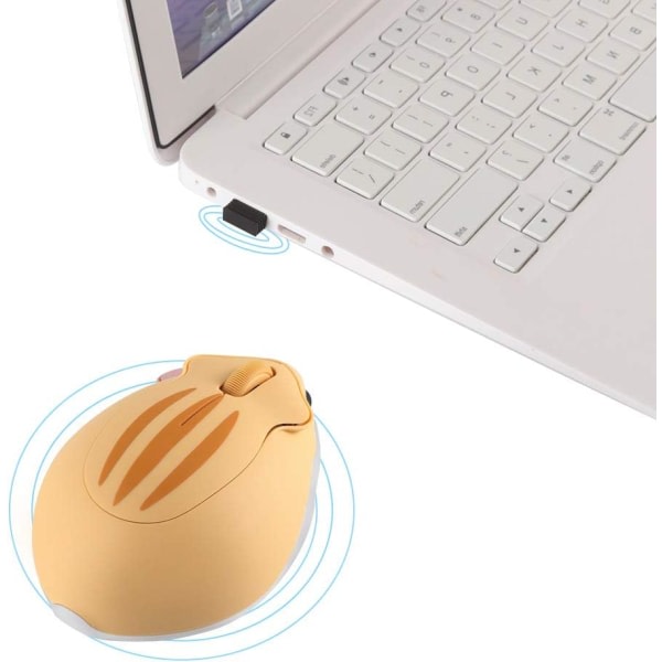 Trådløs må Søt hamsterformat datamaskin 1200DPI Mindre lyd Bærbar USB -mus Trådløs mus for PC Bærbar datamaskin Notebook (gul)