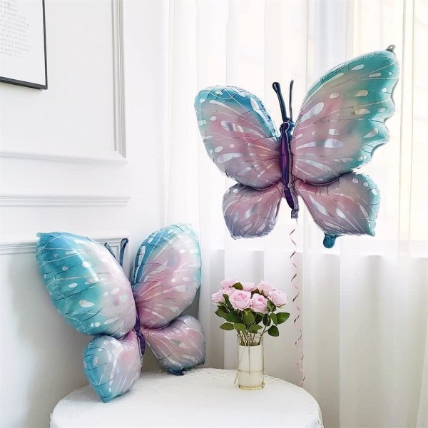 IC Butterfly Födelsedagsdekorationer 150st Lila Rosa Butterfly Pastell Balloon Girls Arch Kit med Butterfly Stickers for Girls Baby