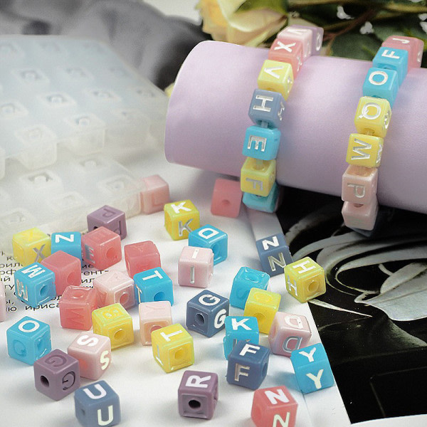IC 2 stk Brev Firkantede Perler Silikonform Alfabet Form Epoxi