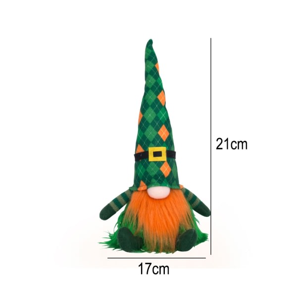 St.Patrick's Day Gnomes Plysch, grön hatt Ansiktslösa äldre irländare A