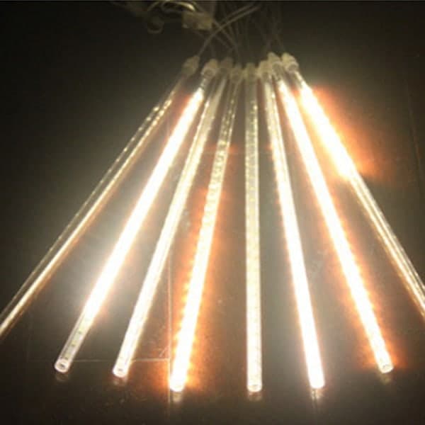 IC LED-meteorduschljus 50 cm 8 rör 384 LED för julgran Varmvitt