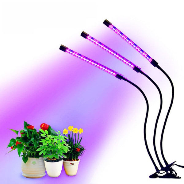 Växtlampa / växtbelysning med 3 flexibla LED-lysrör