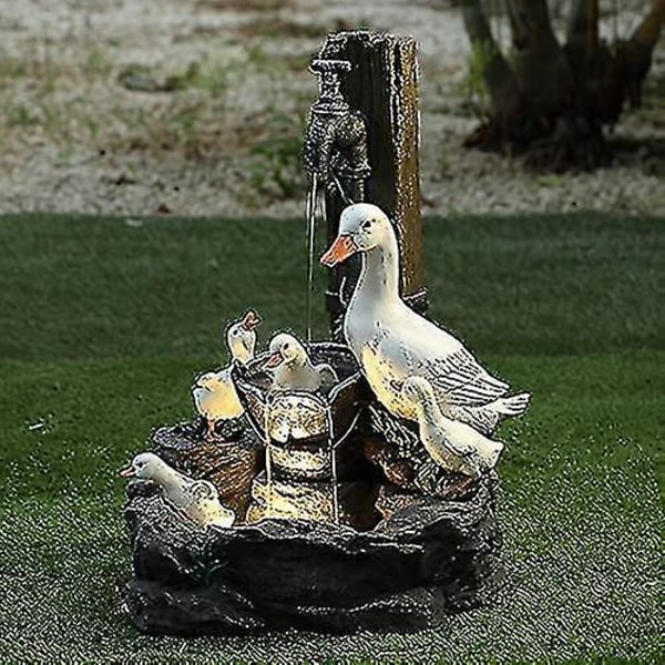 IC CNE Solar Energy Squirrel Duck Water Fountain Resin St