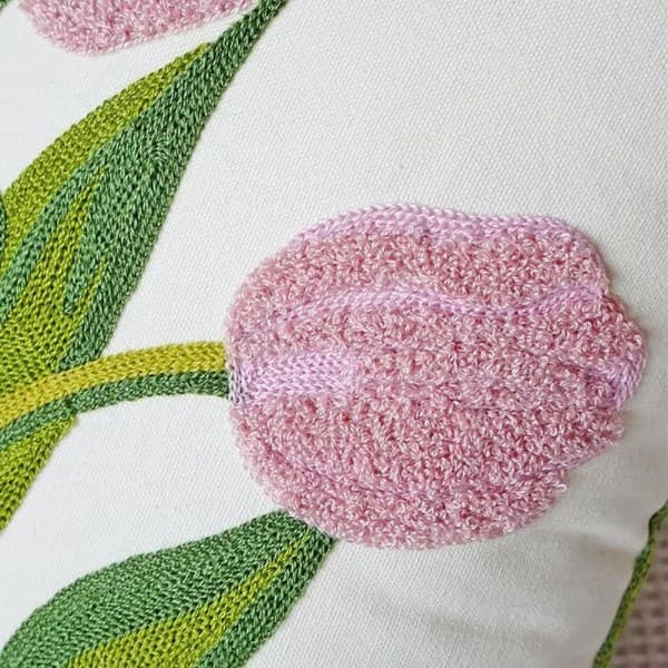 IC Vas blommig blå cover Boho cover Blomstulpan broderad kudde med fodral 18\" x 18\"