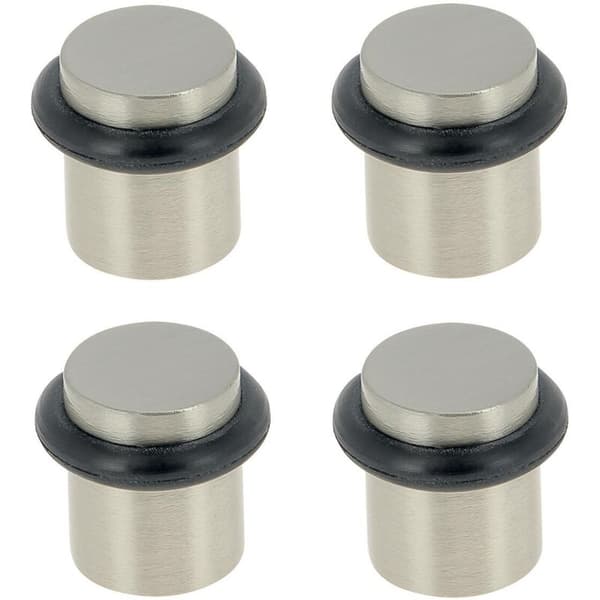 Set med 4 skruvbara dörrstopp i silverfärgat rostfritt stål, ⌀2 x H.2,5 cm