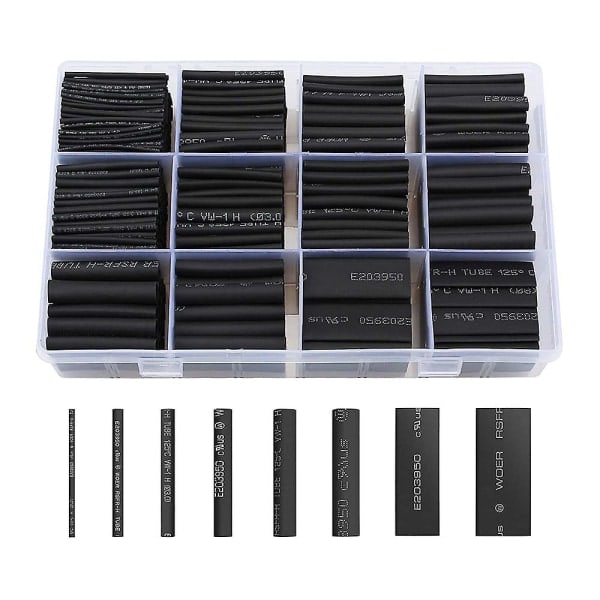 650 stykker krympeflex, sort krympeflex, elektrisk isolering Krympeflexslange