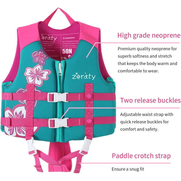 Simväst för barn Flytväst flytande simhjälp för småbarn med justerbar säkerhetsrem Ålder 1-9 år/22-50 pund