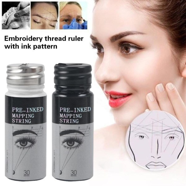 Pre-Inked Mapping String Eyebrow Marker Brodery Linjal med in black 16 g