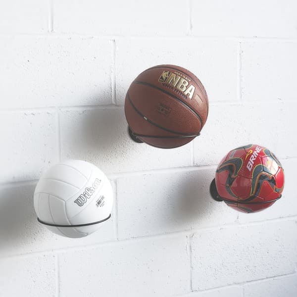 Väggmonterad bollförvaring Basketkorg (svart) Svart