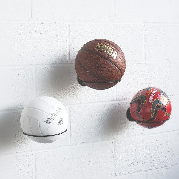 Vægmonteret boldopbevaring Basketballhylde (sort) Sort