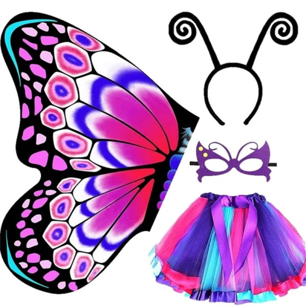 Fjärilsdräkt Flickor Fjärilsvingar med mask Tutu-kjol Halloween-kostym Carnival Fancy Dress Cosplay