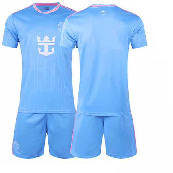 Blå drakt Major League Soccer Club Jersey Ny Miami II Bortedrakt Nr. 10 Messi Fotballdrakt Size 10 socks #L