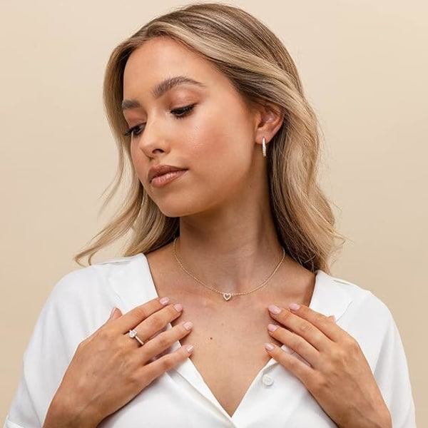 IC 14K guldpläterat Cubic Zirconia hjärta halsband | Sött och elegant kärlekshänge halsband för kvinnor