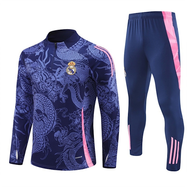 2425 säsong Real Madrid Marseille Atletico Manchester United Manchester City Portugal halv-drag tröja kostym långärmad fotbollsträningsdräkt Royal Blue [Special Edition] M