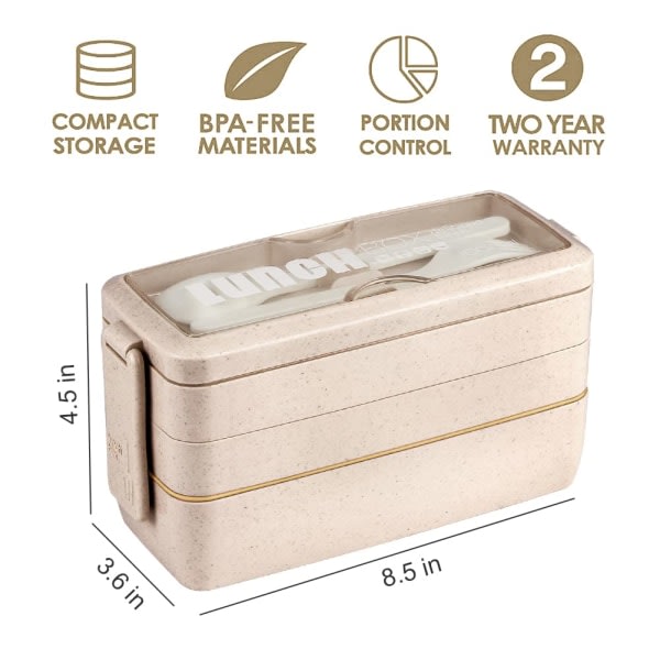 IC Bento Box Matboks - Beige 3 i 1 beholder