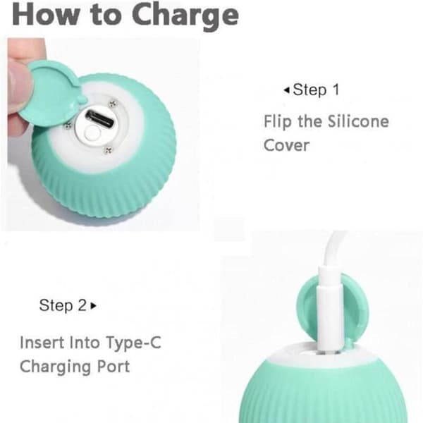 Blå - 1 stk. - Interaktiv Kattebold - Interaktiv Auto - 360° USB - Stimulerer Jagtinstinkt