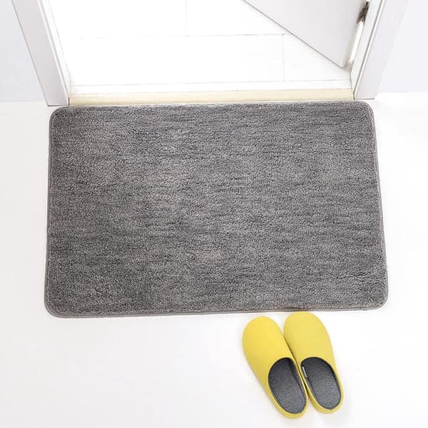 Blød absorberende mikrofiber bademåtte med skridsikker bagside, maskinvaskbar hurtigtørrende rektangulær måtte til badeværelse, soveværelse, køkken, entré, grå