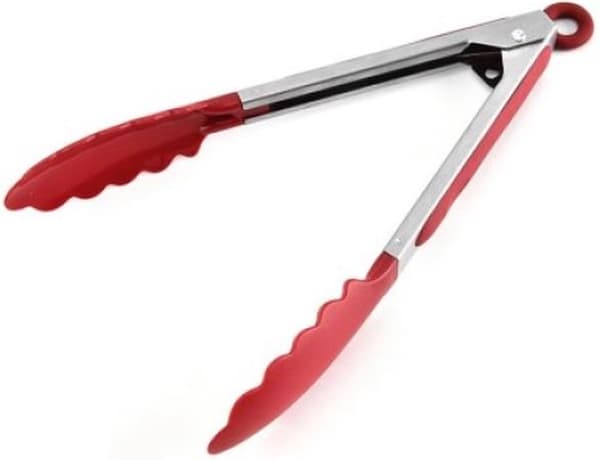 Silikone BBQ Tang - Køkken- og Serveringstang - 20 cm - Rød