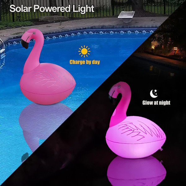 IC 2 stk Sol-Flamingo Pool Lys, Flydende, Vandafvisende Glow-in-the-Dark Oppustelige Sol-Flamingo Lys til Swimmingpool