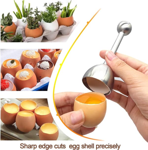 Rustfritt stål - Eggeskallknuser - Eggeskallåpner - Eggeskjærer - Kjøkkenredskap - Hardkokt