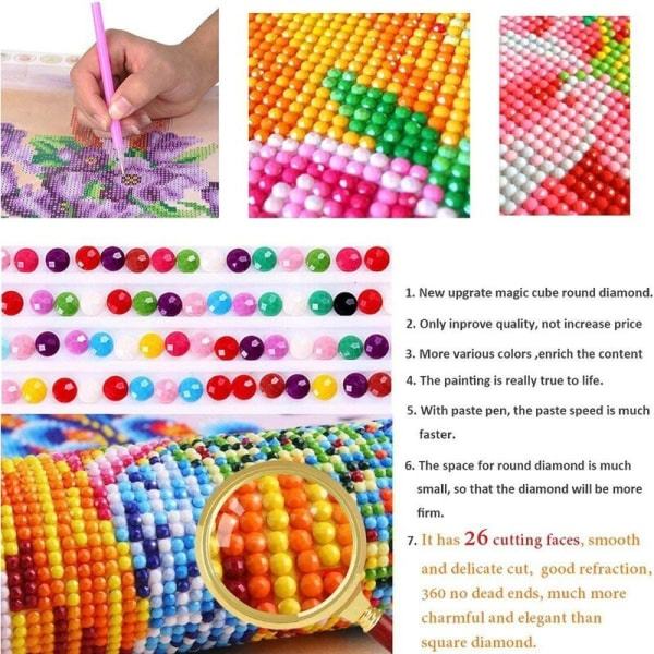IC Diamantmålning, Två fåglar Blomma Frukt 5D DIY Diamantmålning Broderi Helskog Kristall Strass Bild Korsstygn Hantverk
