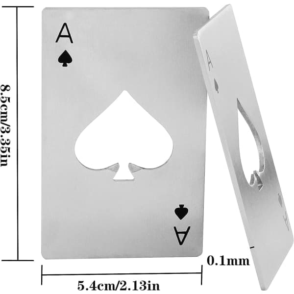 IC 4 stk Poker Flaskeåpner Svart Sølv Kortform Flaskeåpner