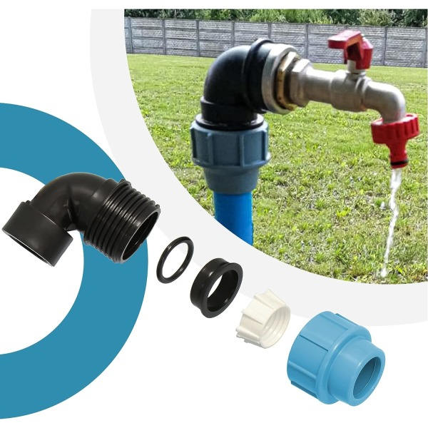 IC-pakke med 4 PE-rørvinkler 90° albuekobling PN16 (32 mm x 1 tomme AG)
