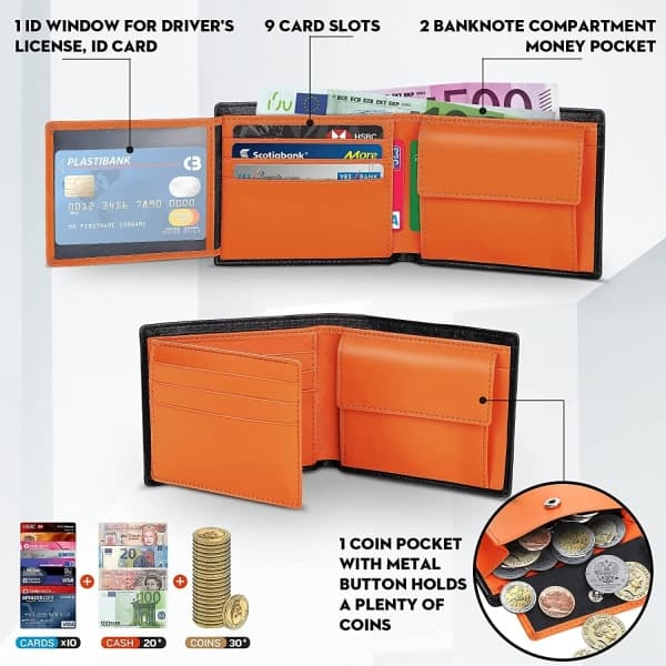 IC Löst Blad Tri-Fold Läderplånbok RFID Business Multi-Card Myntväska Mode Herrplånbok
