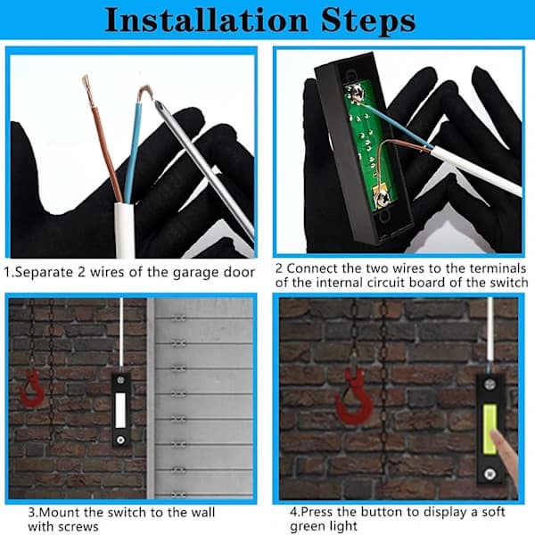 2 pcs Universal Garage Door Opener Wall Mounted Push Button 41a4166 Light Black Finish With