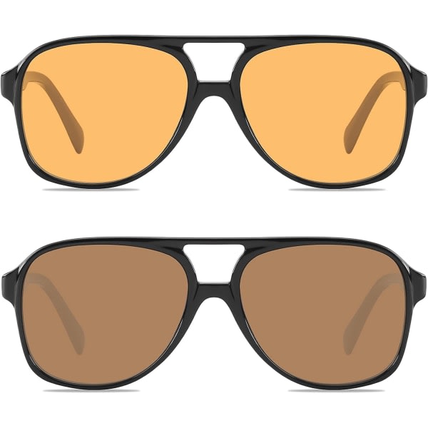 IC Klassiska Vintage Aviator Solglasögon för Kvinnor och Män - Stor Ram, Retro 70-talsstil