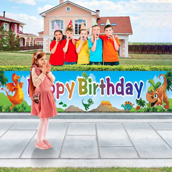 Grattis på födelsedagen Gräsmatta Banner Färgglad Utomhus Dekoration Födelsedagsmönster 9