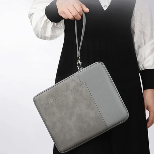 Tablet Sleeve til 9-11 tommer tablets, vandtæt polyesteretui med blødt for og dobbelte lommer, Space Gray til arbejde og rejser