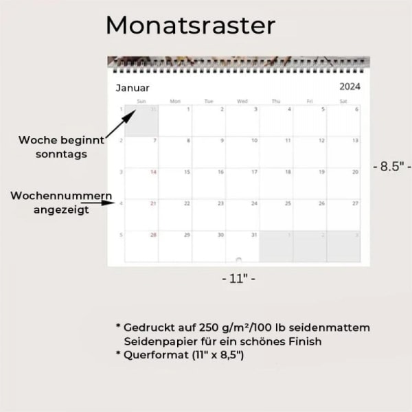 2024 Jesus Kalender, Väggkonstkalender printed ja premiumarkivpapper
