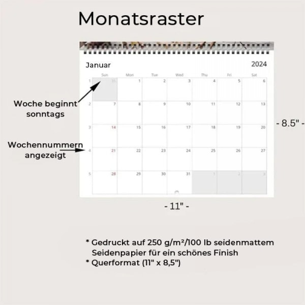 2024 Jesus Kalender, Väggkonstkalender tryckt på premiumarkivpapper