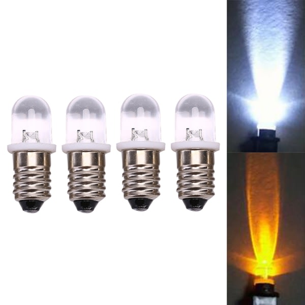 IC 5 stk E10 LED-lampe DC 3V 4,5V Instrumentlampe Indikatorlampe hvid DC3V