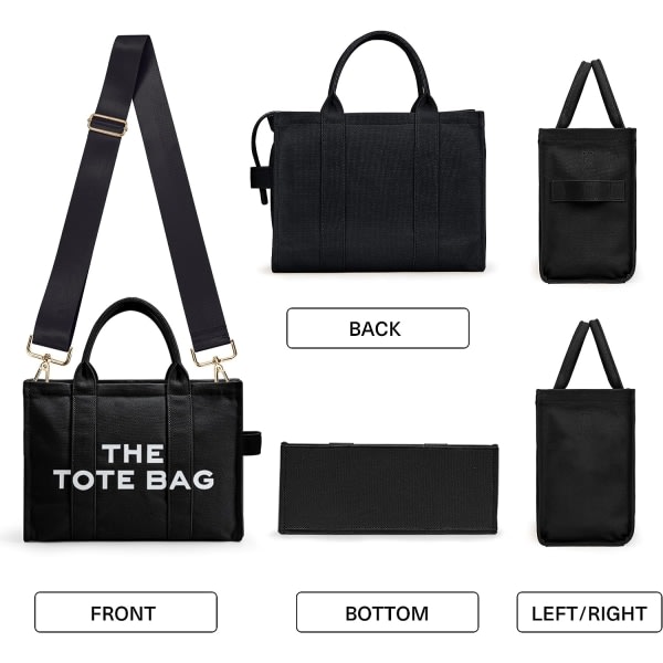 IC Canvas Tote Bag för Kvinnor - Tjock Canvas Axelväska med Dragkedja och Axelrem för Arbete, Skolresor, Shopping