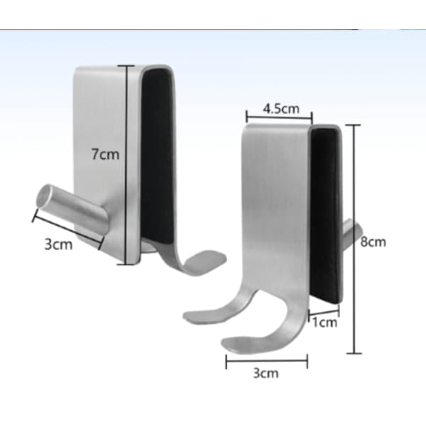 IC Sort 2 stk. Duschhåndklæde Krog Ingen boring Rustfrit stål Badeværelsesdørkroge Passer 4-10 mm tykkelse glas