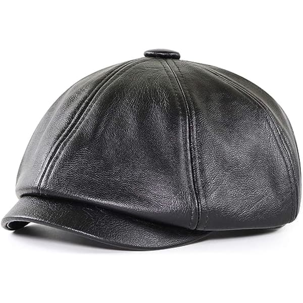IC Herr Baskerhatt Gatsby Flat Leather Newsboy Kepsar