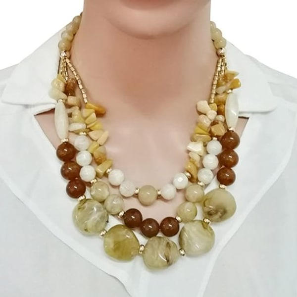 IC Bohemian Style Multi Oversized Pearl Tre-lags Halskjede for Gaver til Kvinner og Jenter