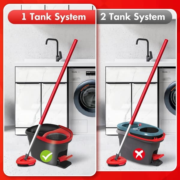 Skrubbebørste, 2x, og roterende moppehode, 1x, erstatning for O Cedar & Vileda EasyWring