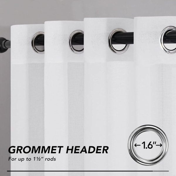 Sæt med 2 Voile Gardiner Superbløde Dekorative Øskengardiner Stue Soveværelse Pige Baby 132x160cm Hvid