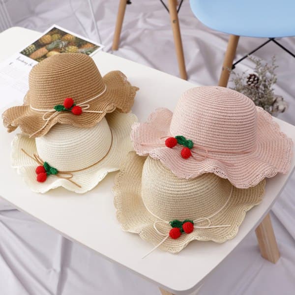 IC Barn Solhatt Flickor Sommar Ny Halmväska Cap Set Solskydd White