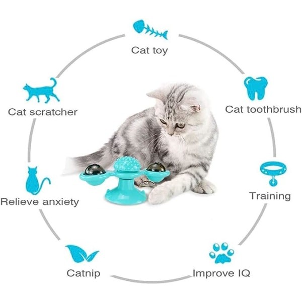 IC Vindmølle Kattelegetøj, Interaktivt Kattelegetøj, Roterende Indendørs Legetøj Gul
